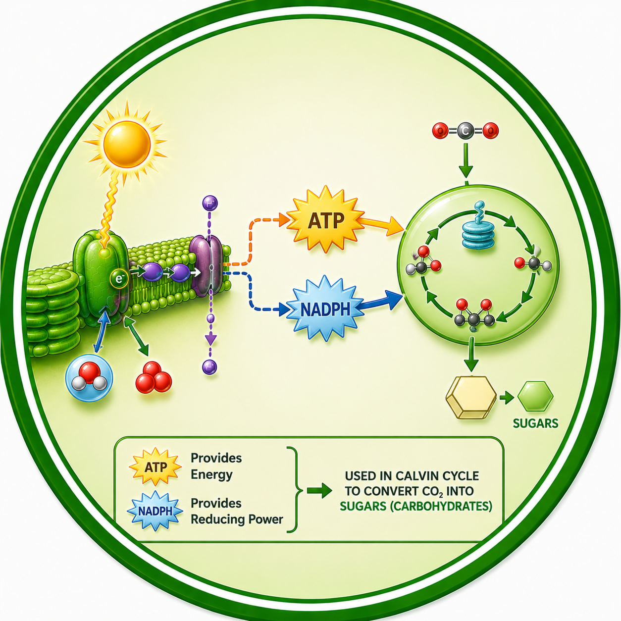 Where are the ATP And NADPH Used