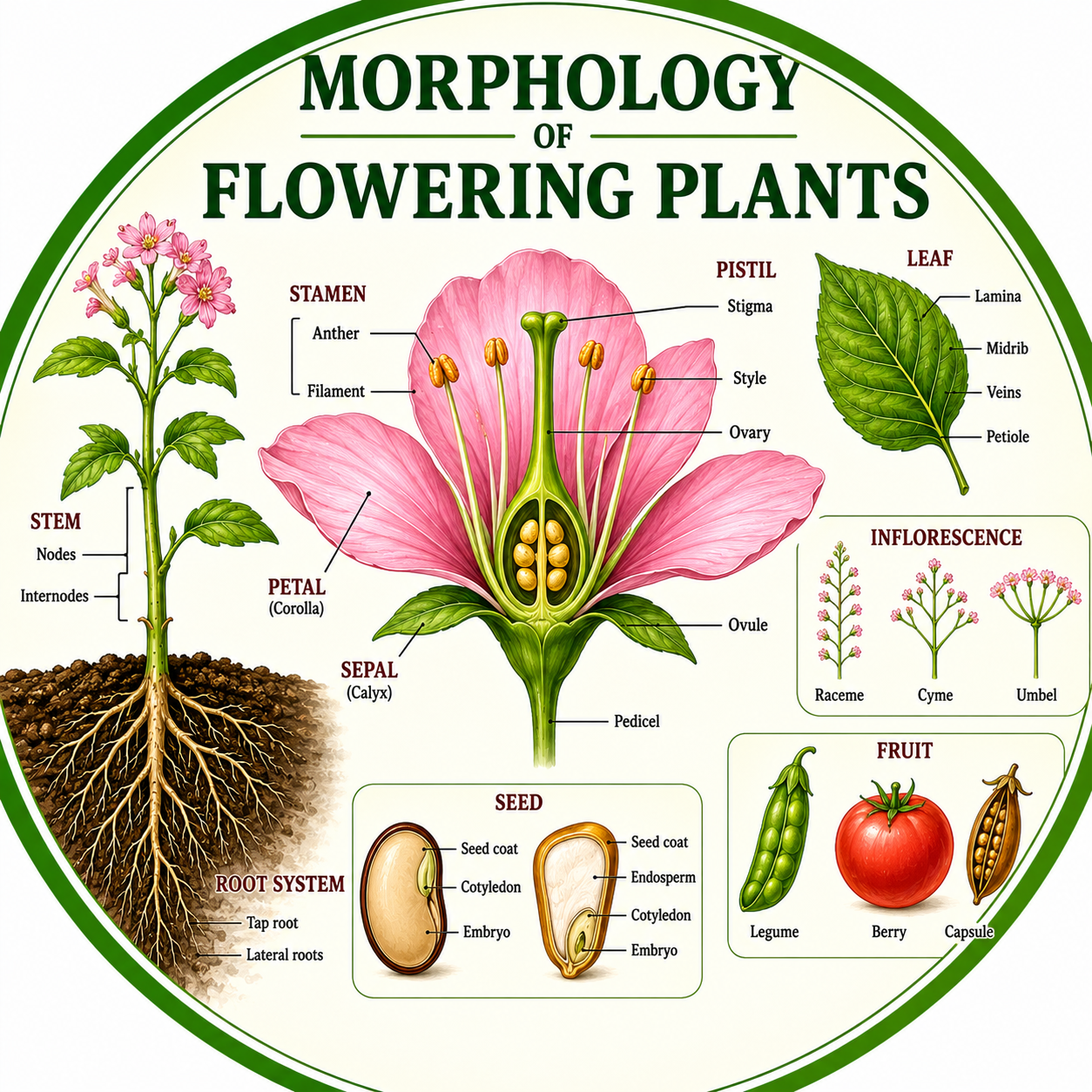 Chapter 5 - Morphology of Flowering Plants Flashcards
