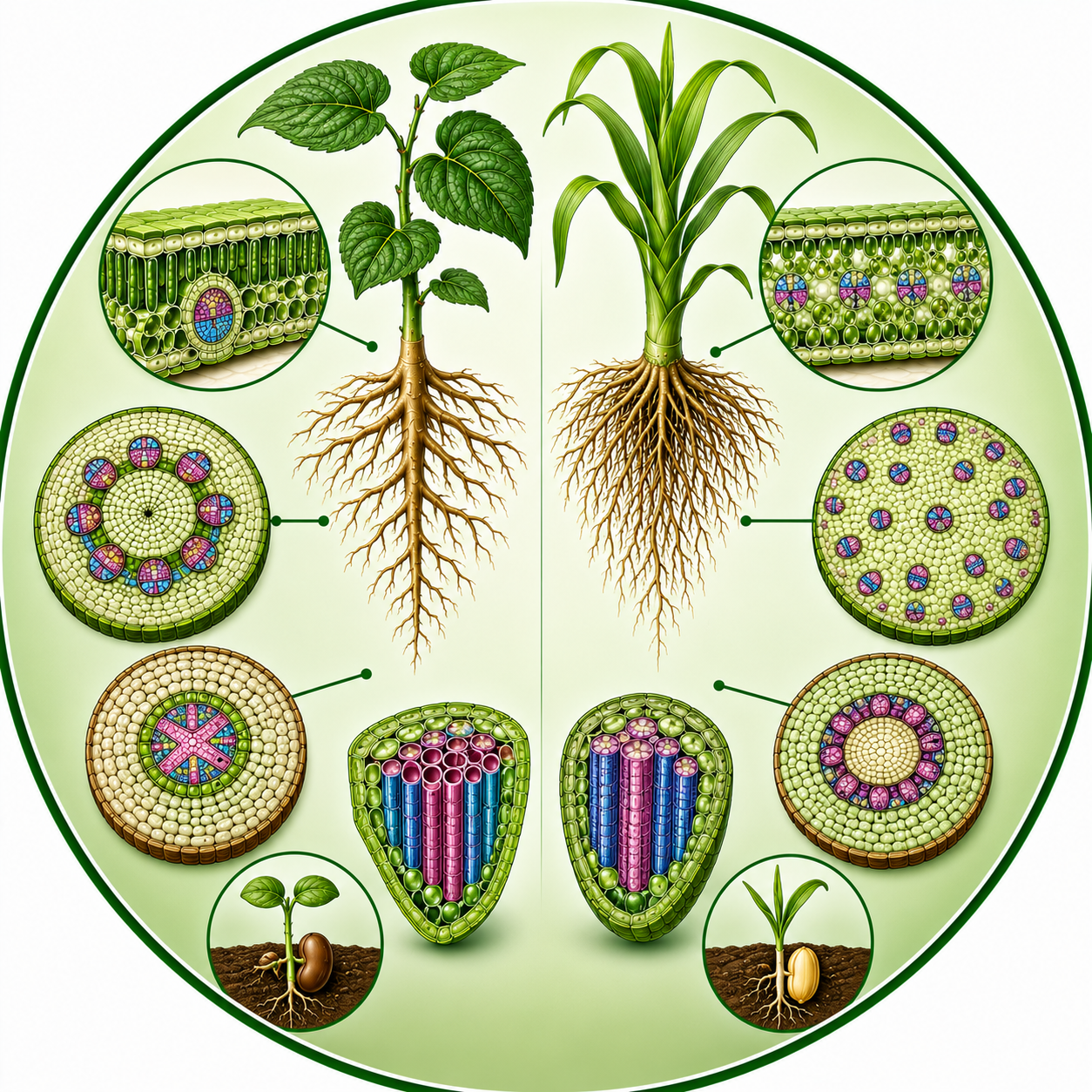 Anatomy of Dicotyledonous and Monocotyledonous Plants